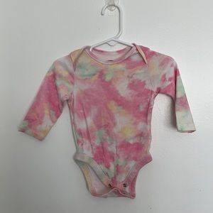 Pink tie dye long sleeve onesie